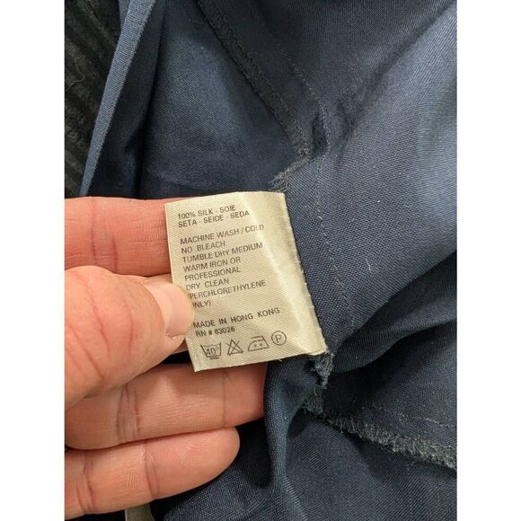 Go Silk Wide Leg Pants women's 4 navy blue 100% silk flowy minimalist coastal - Picture 8 of 8